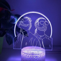 3D 홀로그램 팬 프로젝터 디스플레이 LED 야간 조명 프랑스어 랩 그룹 PNL 홈 색, 금이 간 베이스, 7color 리모컨 없음, 협력사