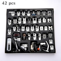 재봉틀 노루발 및 박스 프레스 피트 형제 가수 바느질 키트 꼬기 블라인드 스티치 오버 잠금 지퍼 눈금자 32 개, CHINA_42 pcs, 42 pcs