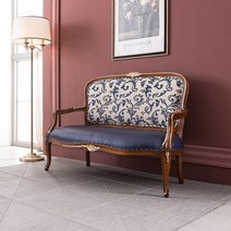[퍼니프랑] 수입 유럽형 빈티지 엔틱가구 TR 25 리버티 2인 블루 소파 의자, 없음
