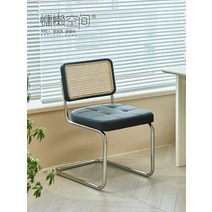 스테인레스 등나무 의자 세스카 체어 철제 다리 심플, 암리스 로그 컬러 + 다크 브라운 글로시 쿠션