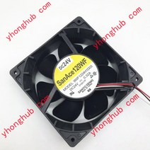 SANYO-DENKI 9WF1224H1D03 DC 24V 0.32A 3-와이어 120x120x38mm 서버 냉각 팬, 01 고정 컬러_01 Black