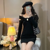 KORELAN 핫핑크 니트 나시 원피스 여 슬림 레깅스