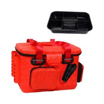 낚시 태클 가방 조정 가능한 스트랩로드 릴 루어 Luya 바다 낚시 하이킹 야외 등산을위한 휴대용 낚시 가방, 빨간색 26x40x28cm 그리드, 에바