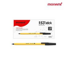 모나미 153 스틱 유성볼펜 1.0mm x 12p, 흑색, 4개