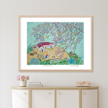 제주생활의 중도 (150 Editions ) 이왈종 판화, (원목)우드베이지