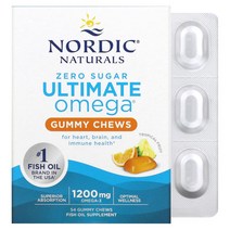 노르딕네츄럴스 얼티밋 오메가 트로피컬 과일 600mg 구미젤리 츄 54개, 3병
