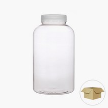 DBF3000-A 투명 (원형) 3000ml 1박스 18개 대용량 저장용기 페트병 광구 잡곡통 분말통 쌀통, 일반캡-백색(18개)