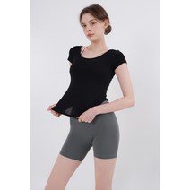 콘치웨어 / 소프트 U넥 세미크롭 티셔츠 (블랙)