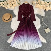 박연진 그라데이션 원피스 벨티드 7부소매 정장카라 출근룩 하객룩 엄마등원룩 에브리데이데일리룩