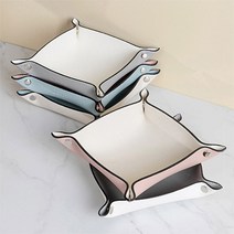 인테리어 사각 투톤 가죽 트레이 5color 간식 차기 열쇠 악세사리 트레이 보관 수납 정리, 05.가죽트레이(핑크-스카이블루)