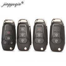 jingyuqin 234 버튼 플립 접이식 자동차 키 쉘 케이, 로고 구멍이있는 4 BTN