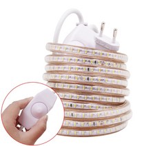 LED 스트립 조명 AC 220V 3014 SMD 120LEDs/m 야외 방수 IP67 테이프 로프 집 장식용 흰색/ 흰색, [01] with dimmer plug, [16] 50m, [01] white