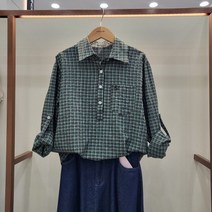 무자크 시어서커반오픈체크블라우스MO7WBL08