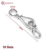22x4MM 27x5MM 36x7MM 24K 골드 컬러 황동 목걸이 팔찌 걸쇠 커넥터 Diy 쥬얼리 결과 액세서리, [08] 44675-Platinum Color
