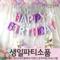 (주)파티해 생일파티 장식용품1 A B - 홈파티세트 가랜드 장식세트, A19_홈파티장식-생일풍선세트(큐티파스텔)