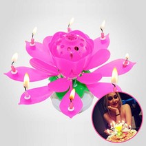 생일 축하 멜로디 회전 연꽃초 6color DD-10866 생일초 숫자초 파티, 퍼플