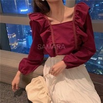 SAMARA 날개 프릴 스퀘어넥 블라우스 SY