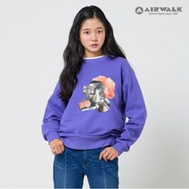 에어워크주니어 주니어 빈티지 프린팅 절개 맨투맨 티셔츠 .