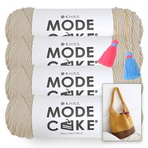 [니뜨] 모드케이크(100g) 뜨개실x4볼+어바웃숄더백도안+컬러트윈태슬1개, 03_연베이지