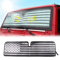 앞유리 햇빛 가리개 열 차폐 선바이저 매트 지프 랭글러 루비콘 사하라 TJ JK JKU 2도어 및 4도어, US Flag Windshield Sunshade