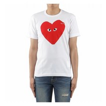 꼼데가르송 22SS 남성 빅 레드하트 와펜 반팔 티셔츠 (P1T220 01)