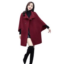 케이프 가오리 박시 루즈핏 하프 망토 모직 코트 40대 50대