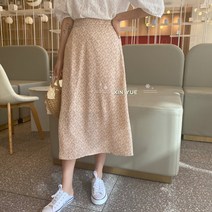 돌체비타샵 여리 잔꽃 허리밴딩 롱 스커트