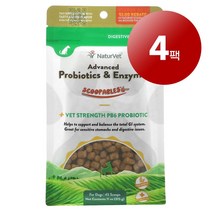 리암마켓 NaturVet 네이처벳 강아지 고양이용 건강 관리 보충제 고급 프로바이오틱 효소 베이컨 맛 315g 1팩, 4팩