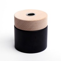 새로핸즈 디퓨저용기 유리병 빅블랙 원형 우드캡 200ml, 단품