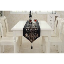 앤티스 고품격 왕실 테이블 러너, 블랙, 32 x 210 cm