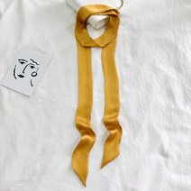 퓨어 컬러 슬림 스몰 스카프 리본 가방 손잡이 스카프 묶음 작은 리본 장식 스카프