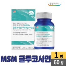 미국 관절 MSM 글루코사민 비타민D 망간 N 아세틸글루코사민 엠에스엠 60정 성인 남성 여성 직장인 주부 부모님 어르신 노인 건강기능식품, 1병, 60 정