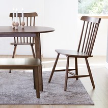 [리비니아] 캔버 톤 고무나무 원목 4인 식탁세트 3type 2colors, 1500타원형, 월넛