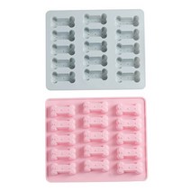 강아지 간식 만들기 수제 개껌 뼈다귀 모양 실리콘 베이킹 몰드 틀, 핑크