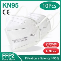 FFP2 kn95 fpp2 승인 CE 호흡기 페이스 ffp3 덴탈마스크, 기본, T06-10PCS White