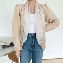 겟잇미 / 진아뎀 단추 쉬폰 여성 오픈 롱가디건