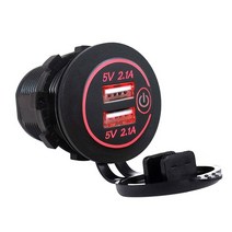 4.2A 듀얼 USB 고속 충전기 스위치 소켓 전원 콘센트 어댑터 해양 보트 바이크 오토바이 트럭용 방수 포트, [02] Red