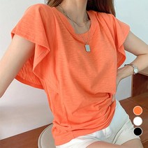 [나크21] (55~100) 러플소매 드레이프 슬럽 티셔츠 KO12-T-21