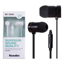 [에이치플러스몰] 블루스킨 BS-200M 스마트폰 이어폰, 색상:블랙