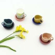 달소금 예쁜 도자기 투톤 종이컵 홀더/받침세트(4color), 색상:피치&인디언레드SET(유광X무광), 단품