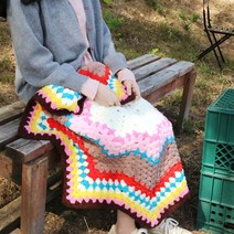 [프롬멜팅]코바늘DIY 수면사별블랭킷 무릎 겨울 아기이불 담요 러그 뜨개키트 손뜨개패키지 KIT