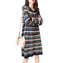 베러댓걸 레인보우 후드 니트원피스