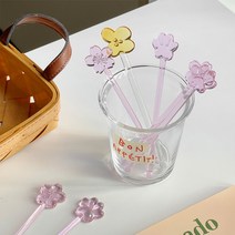 벚꽃 유리 막대 스틱 음료 교반기 칵테일 커피 혼합주, 고양이 발 3개