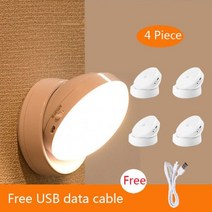 모션 센서 라이트 무선 램프 충전식 야간 조명 벽 USB 충전 복도 침실 장식 홈, 4PCS warm light