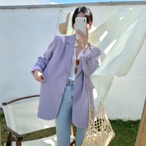 여성 봄 자켓 파스텔 루즈핏 아이보리 블랙 핑크 퍼플 그린 민트 간절기 캐주얼 파스텔 오버핏 데일리