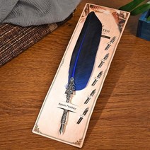 만년필 만년필브랜드 만년필입문 백화점만년필 명품만년필 bnb multicolor creative vintage feather pen nib 새겨진 꽃 바디 라운드 딥 펜, 푸른