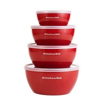 KitchenAid 키친에이드 클래식 프렙 볼 뚜껑포함 4개 세트, 색상  Empire Red, one option