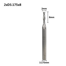엔드밀 xcan 2 플루트 플랫 10pcs 3.175 샹크 나선형 cnc 라우터 비트, 2.0xD3.175x8