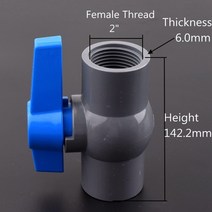 1pc 회색 pvc 122quot 여성 스레드 볼 밸브 정원 농업 관개 물 공급 수족관 물 파이프 커넥터 피팅, 1개, 여성 2인치, 06 Female 2inch_01 1pc