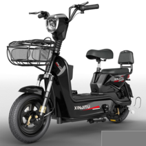 Yadi 전기 자동차 자전거 이륜 출퇴근 배달 전동 바이크, 블랙-12A 배터리-65km, 블랙 (배터리65km/48V/12ah)